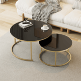HT24 Luxury Tempered Glass Round Coffee Side Table Combo - Gavisco Office Furniture
